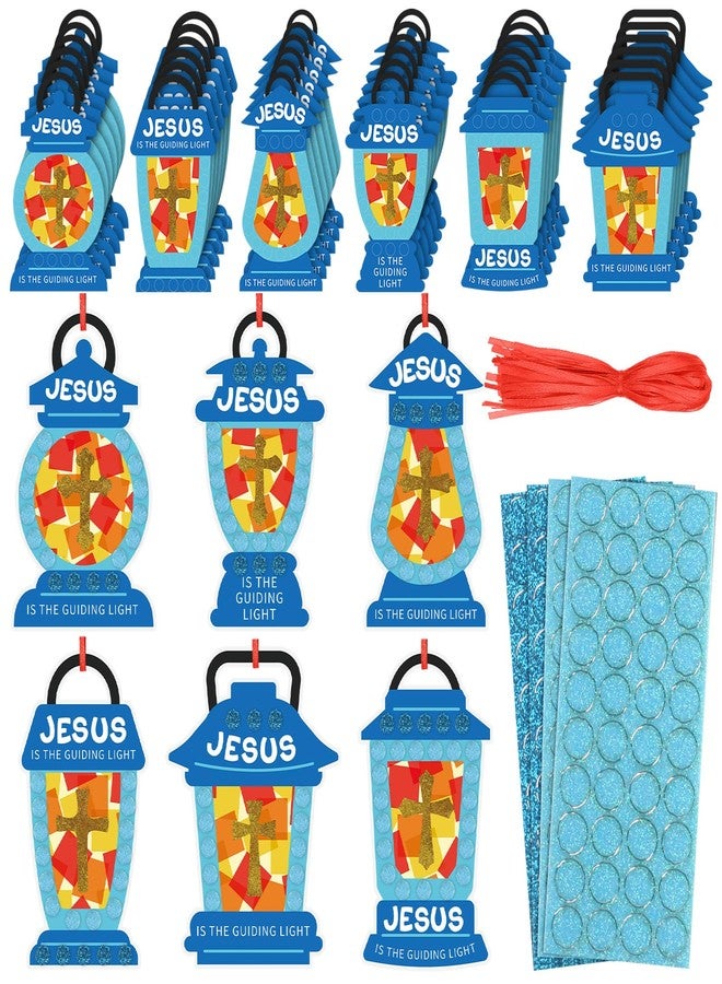 MiniInflat 24 Sets Christian Crafts Jesus Lights The Way Sunday School Crafts Preschool Religious DIY Glitter Mosaic Oil Lamp Cross Kit Hanging Bible Jesus Felt Ornament for VBS Classroom Church Activity - Image 1
